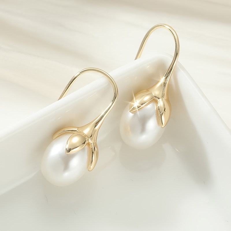 Women's Korean Style Shiny Golden Flower Hook Earrings